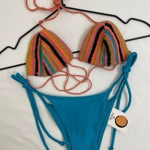 TROPIC OF C Praia Crochet Bikini Set New